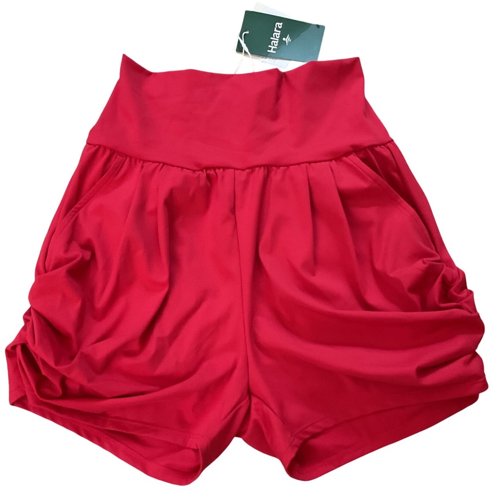 Halara High Waisted Ruched Active Shorts Red Small NWT